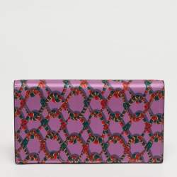 Pre Owned Christian Louboutin Loubi54 Purple Snake Print Satin Clutch Bag