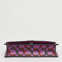 Pre Owned Christian Louboutin Loubi54 Purple Snake Print Satin Clutch Bag