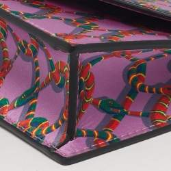 Pre Owned Christian Louboutin Loubi54 Purple Snake Print Satin Clutch Bag