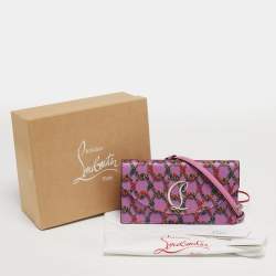 Pre Owned Christian Louboutin Loubi54 Purple Snake Print Satin Clutch Bag