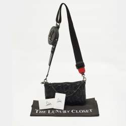 Pre Owned Christian Louboutin Loubila Black Signature Embossed Leather Shoulder Bag