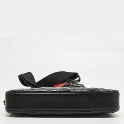 Pre Owned Christian Louboutin Loubila Black Signature Embossed Leather Shoulder Bag