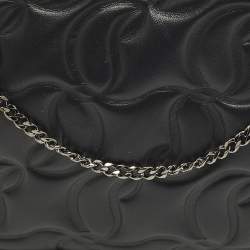 Pre Owned Christian Louboutin Loubila Black Signature Embossed Leather Shoulder Bag