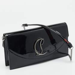 مملوكة مسبقًا Christian Louboutin Loubi54 Black Patent Leather Wallet On Chain