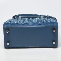 Pre Owned Christian Louboutin Paloma Spike Blue Denim and Leather Tote