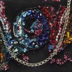 مملوكة مسبقًا حقيبة كلتش كريستيان لوبوتان بالوما لوف جلد مزخرف وسويدي مع سلسلة