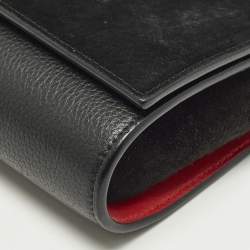 مملوكة مسبقًا حقيبة كلتش كريستيان لوبوتان بالوما لوف جلد مزخرف وسويدي مع سلسلة