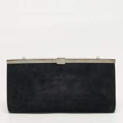 Pre Owned حقيبة كلتش كريستيان لوبوتان بالميت سوداء شامواه بسلسلة