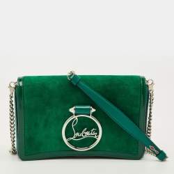 مملوكة مسبقًا Christian Louboutin Rubylou Green Leather and Suede Clutch Bag