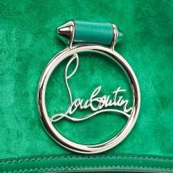 مملوكة مسبقًا حقيبة كلتش كريستيان لوبوتان روبي لو جلد أخضر و شامواه