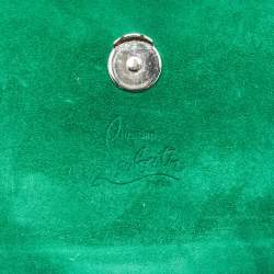 مملوكة مسبقًا حقيبة كلتش كريستيان لوبوتان روبي لو جلد أخضر و شامواه