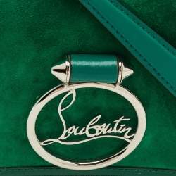 مملوكة مسبقًا حقيبة كلتش كريستيان لوبوتان روبي لو جلد أخضر و شامواه