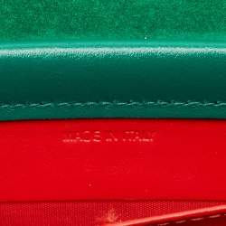 مملوكة مسبقًا حقيبة كلتش كريستيان لوبوتان روبي لو جلد أخضر و شامواه