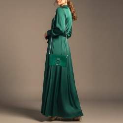 مملوكة مسبقًا حقيبة كلتش كريستيان لوبوتان روبي لو جلد أخضر و شامواه