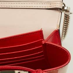 Pre Owned حقيبة كلاتش كريستيان لوبوتان سلسلة بالوما مطرزة جلد وجلاد لامع