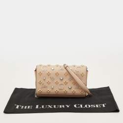 Pre Owned حقيبة كلاتش كريستيان لوبوتان سلسلة بالوما مطرزة جلد وجلاد لامع