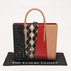 Pre Owned Christian Louboutin Paloma Medium Multicolor Mixed Leather Tote