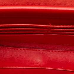 مملوكة مسبقًا حقيبة كلتش كريستيان لوبوتان روبيلو جلد أحمر وسويدي