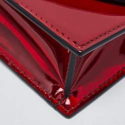 Pre Owned Christian Louboutin Loubi54 Small Red Patent Leather Clutch