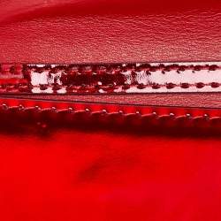 Pre Owned Christian Louboutin Loubi54 Small Red Patent Leather Clutch