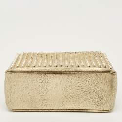 مملوكة مسبقًا حقيبة كتف كريستيان لوبوتان سلسلة تريلوبي جلد منقوشة ذهبية