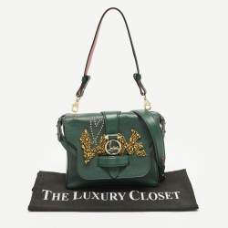 مملوكة مسبقًا Christian Louboutin Rubylou Crystals Green Leather Flap Bag