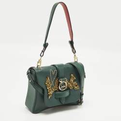 مملوكة مسبقًا Christian Louboutin Rubylou Crystals Green Leather Flap Bag