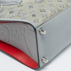 Pre Owned Christian Louboutin Paloma Spiked Medium Grey Suede and Leather Tote