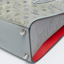 Pre Owned Christian Louboutin Paloma Spiked Medium Grey Suede and Leather Tote