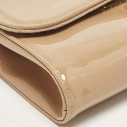 Pre Owned Christian Louboutin Riviera Beige Patent Leather Chain Clutch