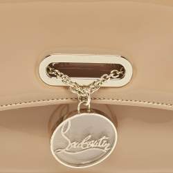 Pre Owned Christian Louboutin Riviera Beige Patent Leather Chain Clutch