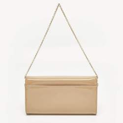 Pre Owned Christian Louboutin Riviera Beige Patent Leather Chain Clutch