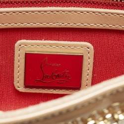 Pre Owned Christian Louboutin Riviera Beige Patent Leather Chain Clutch