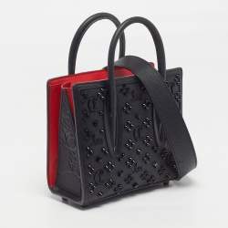 مملوكة مسبقًا حقيبة يد كريستيان لوبوتان بالوما مسامير جلد سوداء/حمراء صغيرة