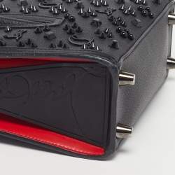 مملوكة مسبقًا حقيبة يد كريستيان لوبوتان بالوما مسامير جلد سوداء/حمراء صغيرة