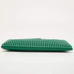 Pre Owned Christian Louboutin Green Spiked Leather Laptop Case