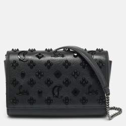مملوكة مسبقًا Christian Louboutin Paloma Embellished Black Patent and Leather Chain Clutch