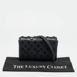 Pre Owned حقيبة كلتش كريستيان لوبوتان بالوما جلد أسود مرصعة