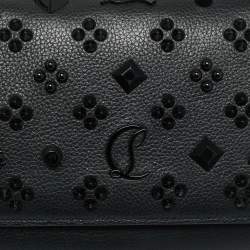 Pre Owned حقيبة كلتش كريستيان لوبوتان بالوما جلد أسود مرصعة