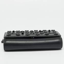 Pre Owned حقيبة كلتش كريستيان لوبوتان بالوما جلد أسود مرصعة