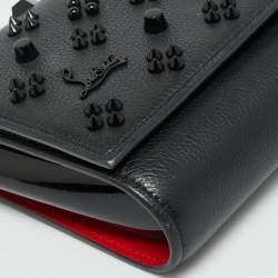 Pre Owned حقيبة كلتش كريستيان لوبوتان بالوما جلد أسود مرصعة