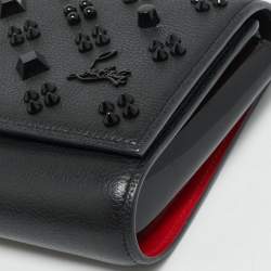 Pre Owned حقيبة كلتش كريستيان لوبوتان بالوما جلد أسود مرصعة