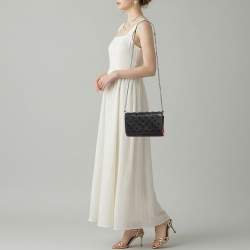 Pre Owned حقيبة كلتش كريستيان لوبوتان بالوما جلد أسود مرصعة