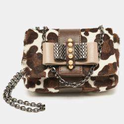 Christian Louboutin White Animal Print Calfhair Mini Sweet Charity Shoulder Bag