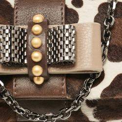 Christian Louboutin White Animal Print Calfhair Mini Sweet Charity Shoulder Bag