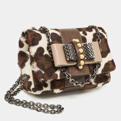 Christian Louboutin White Animal Print Calfhair Mini Sweet Charity Shoulder Bag
