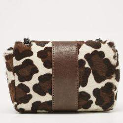 Christian Louboutin White Animal Print Calfhair Mini Sweet Charity Shoulder Bag