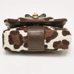 Christian Louboutin White Animal Print Calfhair Mini Sweet Charity Shoulder Bag