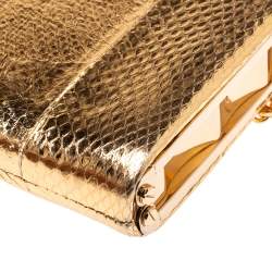 Christian Louboutin Gold Python Charity Chain Clutch