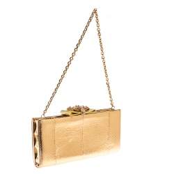 Christian Louboutin Gold Python Charity Chain Clutch